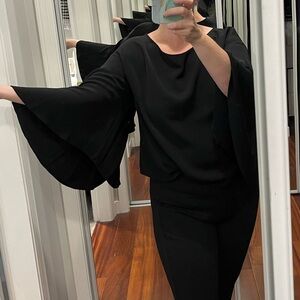 Ralph Lauren blouse with lovely bat wing sleeves and boat neck, Euc